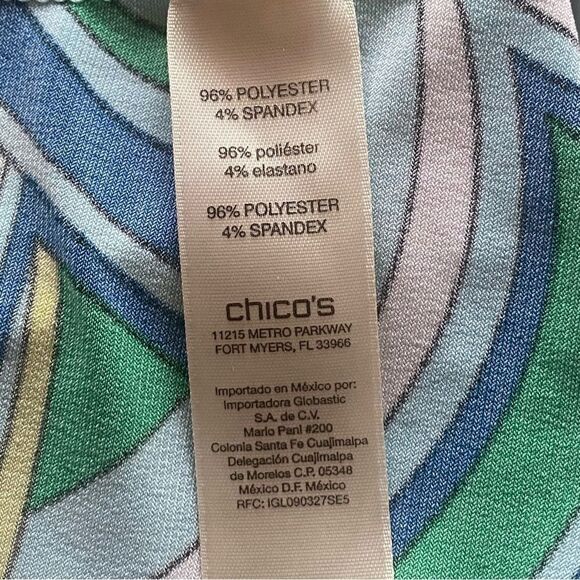 Chico's Modern Movement Cold Shoulder 3/4 Sleeve Multi Color Top Size 3 - Picture 4 of 13